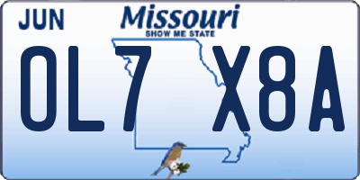 MO license plate OL7X8A