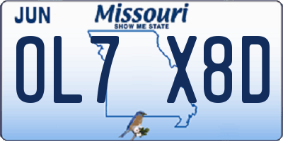 MO license plate OL7X8D