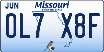MO license plate OL7X8F