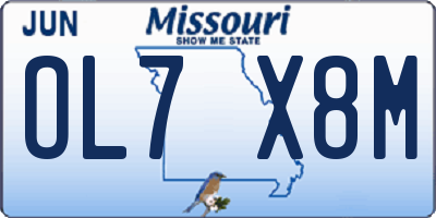 MO license plate OL7X8M
