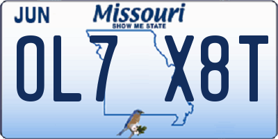 MO license plate OL7X8T