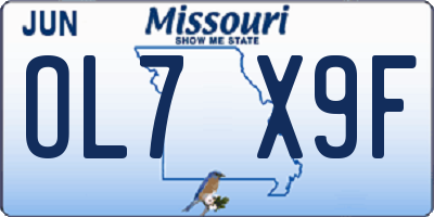 MO license plate OL7X9F