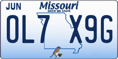 MO license plate OL7X9G