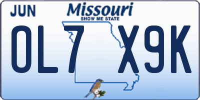 MO license plate OL7X9K