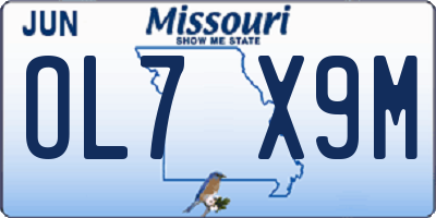 MO license plate OL7X9M