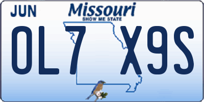 MO license plate OL7X9S