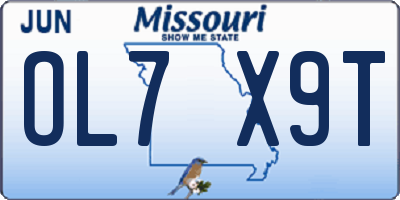 MO license plate OL7X9T