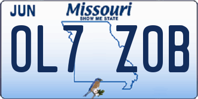 MO license plate OL7Z0B