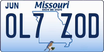 MO license plate OL7Z0D