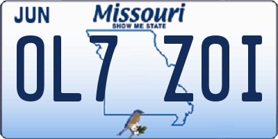 MO license plate OL7Z0I