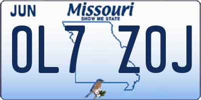 MO license plate OL7Z0J