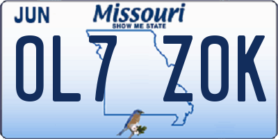 MO license plate OL7Z0K
