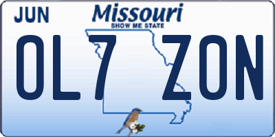 MO license plate OL7Z0N