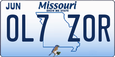 MO license plate OL7Z0R