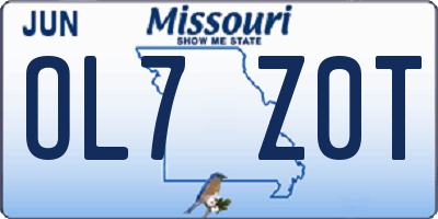 MO license plate OL7Z0T