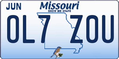 MO license plate OL7Z0U