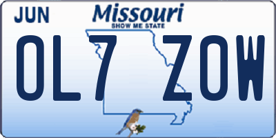 MO license plate OL7Z0W