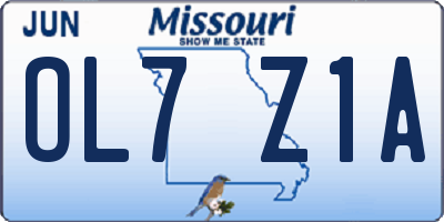 MO license plate OL7Z1A