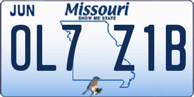 MO license plate OL7Z1B