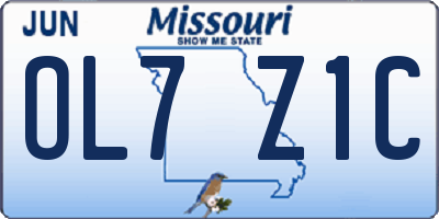 MO license plate OL7Z1C