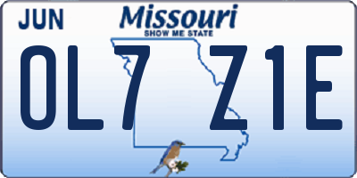 MO license plate OL7Z1E