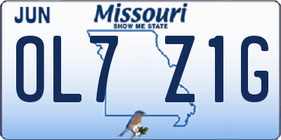 MO license plate OL7Z1G