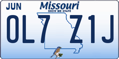MO license plate OL7Z1J