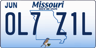 MO license plate OL7Z1L
