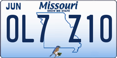 MO license plate OL7Z1O