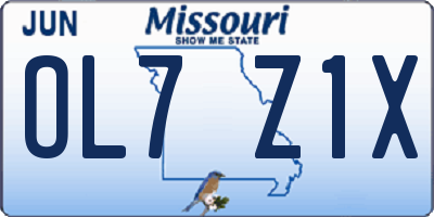MO license plate OL7Z1X