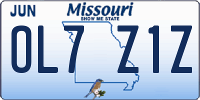 MO license plate OL7Z1Z