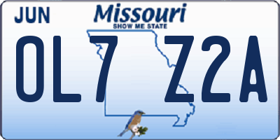 MO license plate OL7Z2A