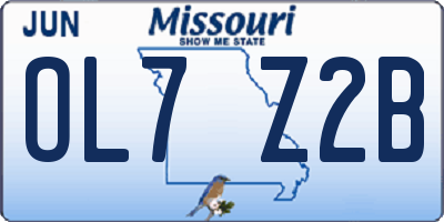 MO license plate OL7Z2B