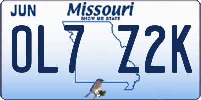 MO license plate OL7Z2K