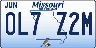 MO license plate OL7Z2M