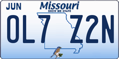 MO license plate OL7Z2N