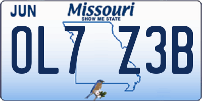 MO license plate OL7Z3B