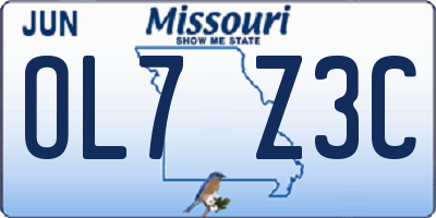 MO license plate OL7Z3C