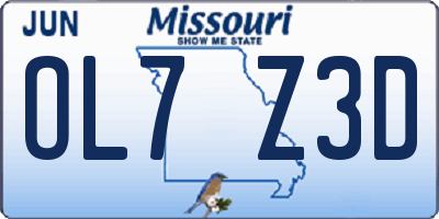 MO license plate OL7Z3D