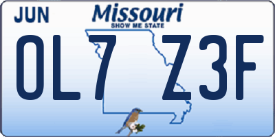 MO license plate OL7Z3F