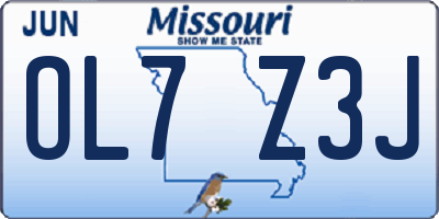 MO license plate OL7Z3J