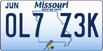 MO license plate OL7Z3K