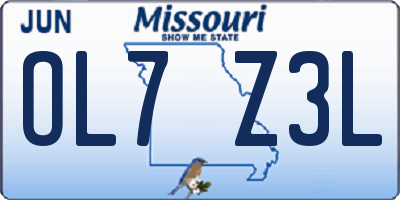 MO license plate OL7Z3L