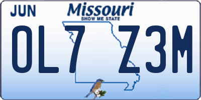 MO license plate OL7Z3M