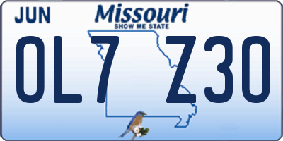 MO license plate OL7Z3O
