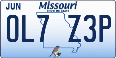 MO license plate OL7Z3P
