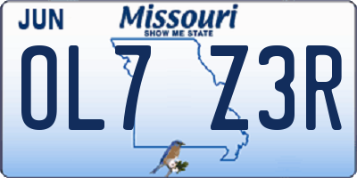 MO license plate OL7Z3R