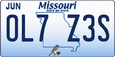 MO license plate OL7Z3S