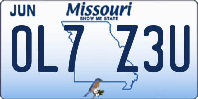 MO license plate OL7Z3U