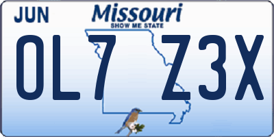 MO license plate OL7Z3X